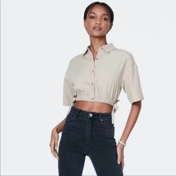 NWT Billie the Label Imogene Crop Top Linen Blend Size Large - Picture 1 of 9